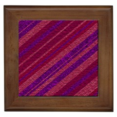 Maroon Striped Texture Framed Tiles by Mariart