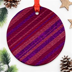 Maroon Striped Texture Ornament (round)