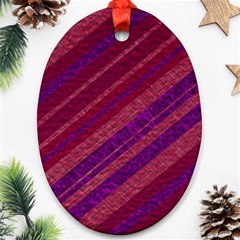 Maroon Striped Texture Ornament (oval) by Mariart