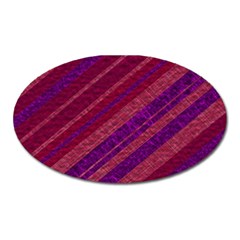 Maroon Striped Texture Oval Magnet