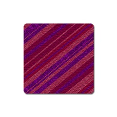 Maroon Striped Texture Square Magnet