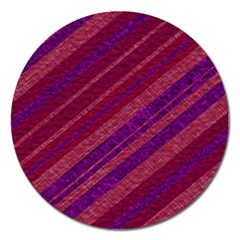 Maroon Striped Texture Magnet 5  (round)