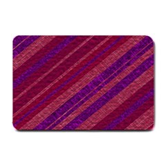 Maroon Striped Texture Small Doormat  by Mariart