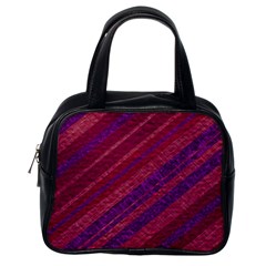 Maroon Striped Texture Classic Handbags (one Side) by Mariart