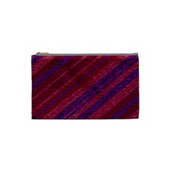 Maroon Striped Texture Cosmetic Bag (small)  by Mariart