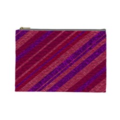 Maroon Striped Texture Cosmetic Bag (large) 