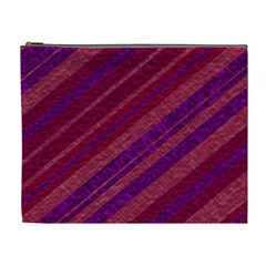 Maroon Striped Texture Cosmetic Bag (xl) by Mariart