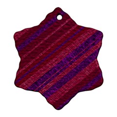 Maroon Striped Texture Snowflake Ornament (two Sides) by Mariart