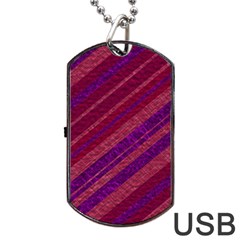 Maroon Striped Texture Dog Tag Usb Flash (one Side) by Mariart