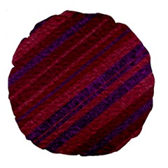 Maroon Striped Texture Large 18  Premium Round Cushions by Mariart