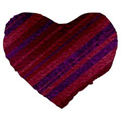 Maroon Striped Texture Large 19  Premium Heart Shape Cushions by Mariart