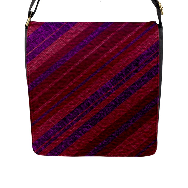 Maroon Striped Texture Flap Messenger Bag (L) 