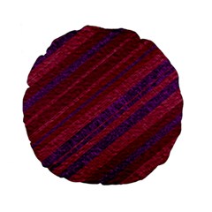 Maroon Striped Texture Standard 15  Premium Flano Round Cushions