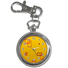 Overlap Squares Orange Plaid Red Key Chain Watches