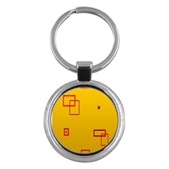 Overlap Squares Orange Plaid Red Key Chains (round)  by Mariart