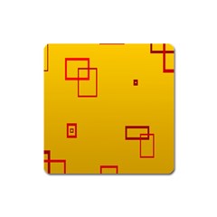 Overlap Squares Orange Plaid Red Square Magnet by Mariart