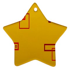 Overlap Squares Orange Plaid Red Star Ornament (two Sides) by Mariart