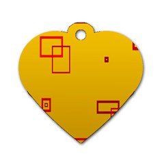 Overlap Squares Orange Plaid Red Dog Tag Heart (one Side) by Mariart