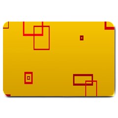 Overlap Squares Orange Plaid Red Large Doormat 