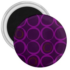 Original Circle Purple Brown 3  Magnets by Mariart