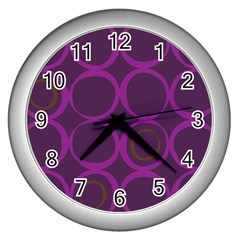 Original Circle Purple Brown Wall Clocks (silver) 