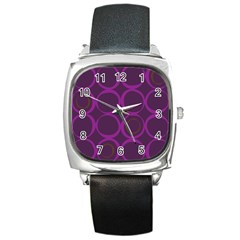 Original Circle Purple Brown Square Metal Watch