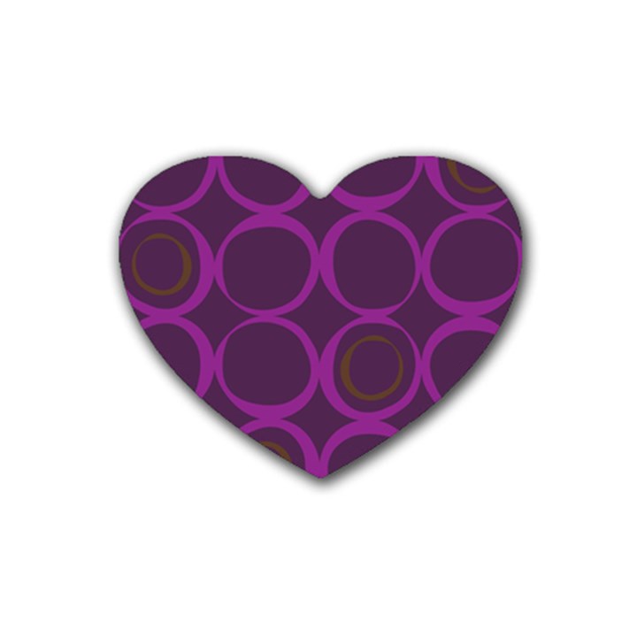 Original Circle Purple Brown Rubber Coaster (Heart) 