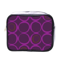 Original Circle Purple Brown Mini Toiletries Bags by Mariart