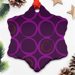 Original Circle Purple Brown Snowflake Ornament (two Sides) by Mariart