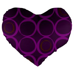 Original Circle Purple Brown Large 19  Premium Heart Shape Cushions by Mariart