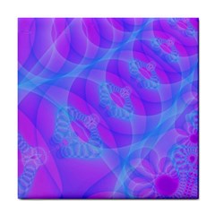 Original Purple Blue Fractal Composed Overlapping Loops Misty Translucent Tile Coasters