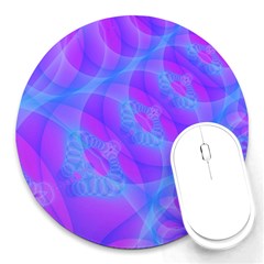 Original Purple Blue Fractal Composed Overlapping Loops Misty Translucent Round Mousepads