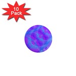 Original Purple Blue Fractal Composed Overlapping Loops Misty Translucent 1  Mini Magnet (10 pack)  Front