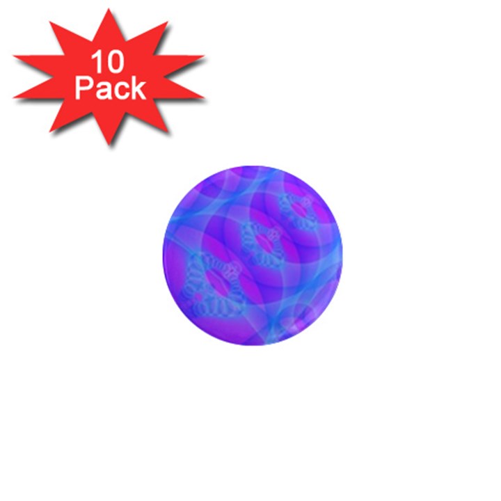 Original Purple Blue Fractal Composed Overlapping Loops Misty Translucent 1  Mini Magnet (10 pack) 