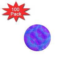 Original Purple Blue Fractal Composed Overlapping Loops Misty Translucent 1  Mini Magnets (100 Pack)  by Mariart