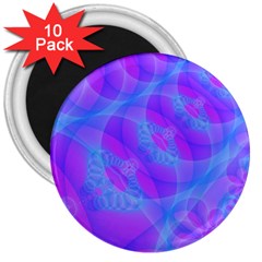 Original Purple Blue Fractal Composed Overlapping Loops Misty Translucent 3  Magnets (10 Pack)  by Mariart