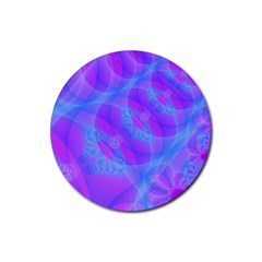 Original Purple Blue Fractal Composed Overlapping Loops Misty Translucent Rubber Round Coaster (4 Pack)  by Mariart