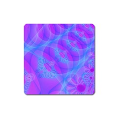 Original Purple Blue Fractal Composed Overlapping Loops Misty Translucent Square Magnet by Mariart