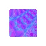 Original Purple Blue Fractal Composed Overlapping Loops Misty Translucent Square Magnet Front