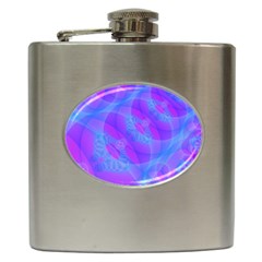 Original Purple Blue Fractal Composed Overlapping Loops Misty Translucent Hip Flask (6 Oz) by Mariart