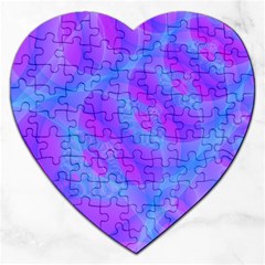 Original Purple Blue Fractal Composed Overlapping Loops Misty Translucent Jigsaw Puzzle (heart) by Mariart