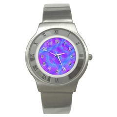 Original Purple Blue Fractal Composed Overlapping Loops Misty Translucent Stainless Steel Watch by Mariart