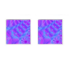 Original Purple Blue Fractal Composed Overlapping Loops Misty Translucent Cufflinks (square) by Mariart