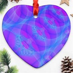 Original Purple Blue Fractal Composed Overlapping Loops Misty Translucent Heart Ornament (two Sides)