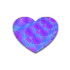 Original Purple Blue Fractal Composed Overlapping Loops Misty Translucent Heart Coaster (4 Pack)  by Mariart