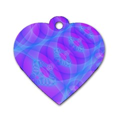 Original Purple Blue Fractal Composed Overlapping Loops Misty Translucent Dog Tag Heart (two Sides) by Mariart