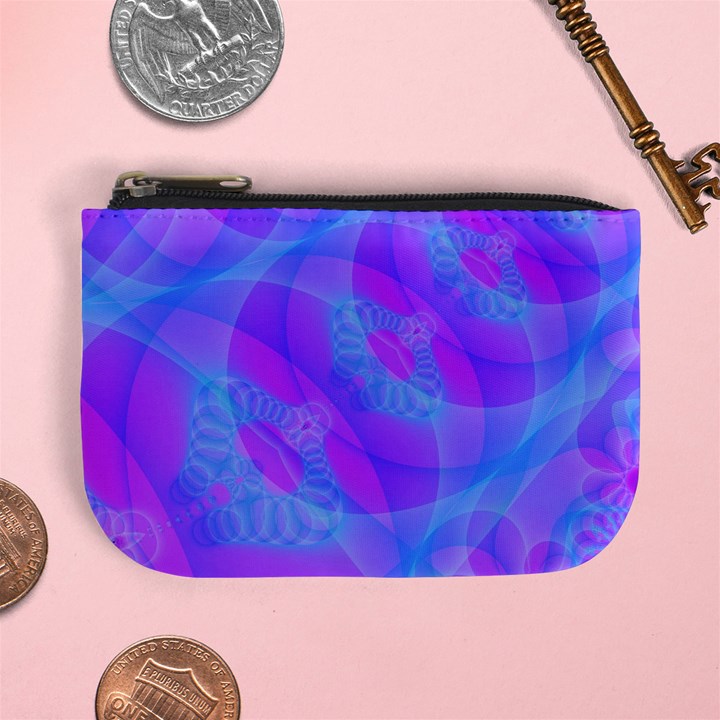 Original Purple Blue Fractal Composed Overlapping Loops Misty Translucent Mini Coin Purses