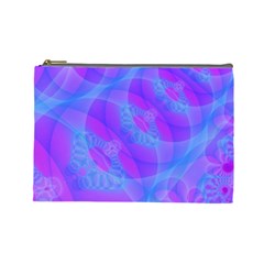 Original Purple Blue Fractal Composed Overlapping Loops Misty Translucent Cosmetic Bag (large) 