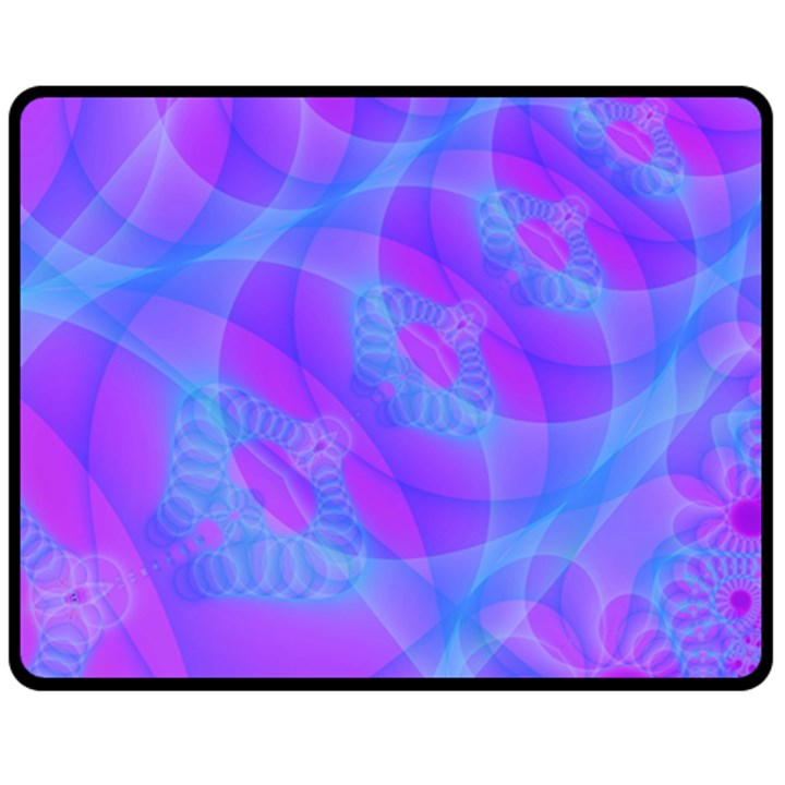 Original Purple Blue Fractal Composed Overlapping Loops Misty Translucent Fleece Blanket (Medium) 