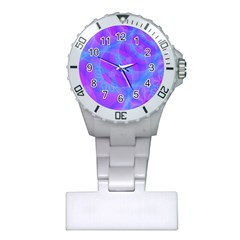 Original Purple Blue Fractal Composed Overlapping Loops Misty Translucent Plastic Nurses Watch by Mariart